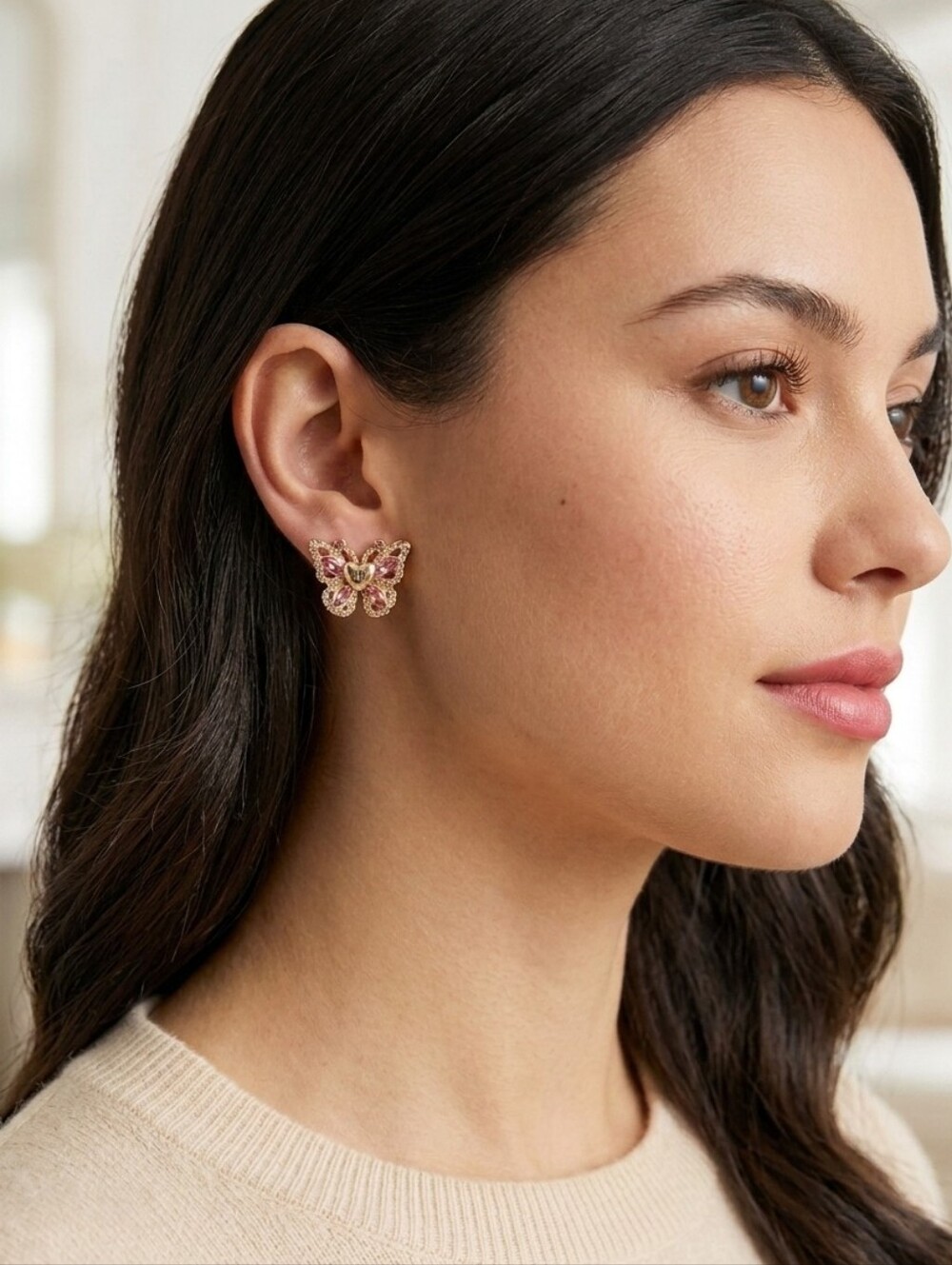 JUICY COUTURE Spring Garden Crystal Butterfly Stud Earrings